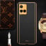 Vaku ® Vivo Y21 Luxemberg Series Leather Stitched Gold Electroplated Soft TPU Back Cover