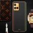 Vaku ® Vivo Y21T Luxemberg Series Leather Stitched Gold Electroplated Soft TPU Back Cover