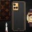 Vaku ® Vivo Y33S Luxemberg Series Leather Stitched Gold Electroplated Soft TPU Back Cover