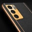 Vaku ® Oppo Reno6 5G Luxemberg Series Leather Stitched Gold Electroplated Soft TPU Back Cover