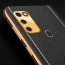 Vaku ® Samsung Galaxy M30S Luxemberg Series Leather Stitched Gold Electroplated Soft TPU Back Cover