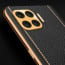 Vaku ® Oppo F17 Luxemberg Series Leather Stitched Gold Electroplated Soft TPU Back Cover