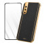 Vaku ® 2In1 Combo Vivo V15 Pro Luxemberg Leather Stitched Gold Electroplated Case with 9H Shatterproof Tempered Glass