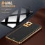 Vaku ® 2In1 Combo Vivo V20 Luxemberg Leather Stitched Gold Electroplated Case with 9H Shatterproof Tempered Glass