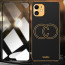 Vaku ® 2In1 Combo Apple iPhone 11 Skylar Leather Pattern Gold Electroplated Soft TPU Back Cover with 9H Shatterproof Tempered Glass