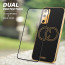 Vaku ® 2In1 Combo Samsung Galaxy S20 FE Skylar Leather Pattern Gold Electroplated Soft TPU Back Cover with 9H Shatterproof Tempered Glass