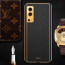 Vaku ® Vivo iQoo Z3 5G Luxemberg Series Leather Stitched Gold Electroplated Soft TPU Back Cover