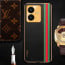 Vaku ® Vivo Y22 Felix Line Leather Stitched Gold Electroplated Soft TPU Back Cover Case