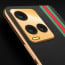 Vaku ® Vivo Y33T Felix Line Leather Stitched Gold Electroplated Soft TPU Back Cover Case