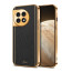 Vaku ® OnePlus 11 Luxemberg Series Leather Stitched Gold Electroplated Soft TPU Back Cover