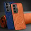 Vaku ® Samsung Galaxy S24 Maxtron Leather Stitched Magnetic Magsafe Non-Slip Grip Shockproof Back Cover