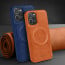 Vaku ® Vivo Y35 Maxtron Leather Stitched Magnetic Magsafe Non-Slip Grip Shockproof Back Cover