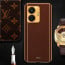 Vaku ® Vivo T1 4G Luxemberg Series Leather Stitched Gold Electroplated Soft TPU Back Cover