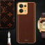 Vaku ® Oppo Reno8 5G Luxemberg Series Leather Stitched Gold Electroplated Soft TPU Back Cover