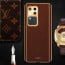 Vaku ® Vivo V30 5G Luxemberg Leather Pattern Gold Electroplated Soft TPU Back Cover