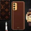 Vaku ® Samsung Galaxy F23 5G Luxemberg Series Leather Stitched Gold Electroplated Soft TPU Back Cover
