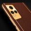 Vaku ® Vivo Y73 Luxemberg Series Leather Stitched Gold Electroplated Soft TPU Back Cover