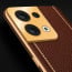 Vaku ® Oppo Reno8 5G Luxemberg Series Leather Stitched Gold Electroplated Soft TPU Back Cover
