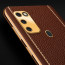 Vaku ® Samsung Galaxy M30S Luxemberg Series Leather Stitched Gold Electroplated Soft TPU Back Cover