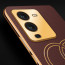 Vaku ® Vivo V25 Pro Skylar Leather Pattern Gold Electroplated Soft TPU Back Cover