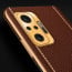 Vaku ® Redmi Note 10 Pro Luxemberg Series Leather Stitched Gold Electroplated Soft TPU Back Cover