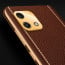Vaku ® Oppo A16e Luxemberg Series Leather Stitched Gold Electroplated Soft TPU Back Cover