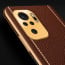 Vaku ® Redmi Note 10S Luxemberg Series Leather Stitched Gold Electroplated Soft TPU Back Cover