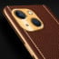 Vaku ® For Apple iPhone 13 Luxemberg Series Leather Stitched Gold Electroplated Soft TPU Back Cover