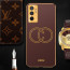 Vaku ® Vivo Y75 4G Skylar Leather Pattern Gold Electroplated Soft TPU Back Cover