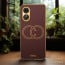 Vaku ® Oppo A17 Skylar Leather Pattern Gold Electroplated Soft TPU Back Cover
