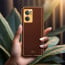 Vaku ® Oppo Reno7 5G Luxemberg Series Leather Stitched Gold Electroplated Soft TPU Back Cover