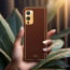 Vaku ® OnePlus 9 Luxemberg Series Leather Stitched Gold Electroplated Soft TPU Back Cover