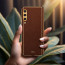Vaku ® Samsung Galaxy A50s Luxemberg Series Leather Stitched Gold Electroplated Soft TPU Back Cover