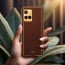 Vaku ® Vivo Y21T Luxemberg Series Leather Stitched Gold Electroplated Soft TPU Back Cover