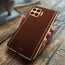 Vaku ® Oppo F17 Luxemberg Series Leather Stitched Gold Electroplated Soft TPU Back Cover