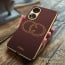 Vaku ® Oppo A58 4G Skylar Leather Pattern Gold Electroplated Soft TPU Back Cover