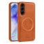 Vaku ® Samsung Galaxy A35 5G Maxtron Leather Stitched Magnetic Magsafe Non-Slip Grip Shockproof Back Cover