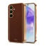 Vaku ® Samsung Galaxy A55 5G Luxemberg Leather Pattern Gold Electroplated Soft TPU Back Cover