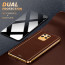 Vaku ® 2In1 Combo Xiaomi Redmi Note 9 Pro Max Luxemberg Leather Stitched Gold Electroplated Case with 9H Shatterproof Tempered Glass