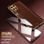 Vaku ® 2In1 Combo Samsung Galaxy A22 4G Luxemberg Leather Stitched Gold Electroplated Case with 9H Shatterproof Tempered Glass