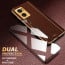 Vaku ® 2In1 Combo OnePlus Nord CE 2 Luxemberg Leather Stitched Gold Electroplated Case with 9H Shatterproof Tempered Glass
