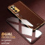 Vaku ® 2In1 Combo Oppo Reno6 5G Luxemberg Leather Stitched Gold Electroplated Case with ESD Anti-Static Shatterproof Tempered Glass