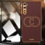 Vaku ® 2In1 Combo OnePlus Nord Skylar Leather Pattern Gold Electroplated Soft TPU Back Cover with 9H Shatterproof Tempered Glass