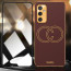 Vaku ® 2In1 Combo Samsung Galaxy M52 5G Skylar Leather Stitched Gold Electroplated Case with with ESD Anti-Static Shatterproof Tempered Glass