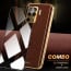 Vaku ® 2In1 Combo Oppo F19 Pro Luxemberg Leather Stitched Gold Electroplated Case with 9H Shatterproof Tempered Glass