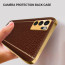 Vaku ® 2In1 Combo Oppo Reno6 5G Luxemberg Leather Stitched Gold Electroplated Case with 9H Shatterproof Tempered Glass