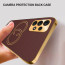 Vaku ® 2In1 Combo Samsung Galaxy A33 5G Skylar Leather Stitched Gold Electroplated Case with ESD Anti-Static Shatterproof Tempered Glass
