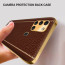 Vaku ® 2In1 Combo Samsung Galaxy A21s Luxemberg Leather Stitched Gold Electroplated Case with ESD Anti-Static Shatterproof Tempered Glass
