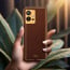 Vaku ® Vivo Y75 5G Luxemberg Series Leather Stitched Gold Electroplated Soft TPU Back Cover
