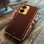 Vaku ® Vivo T1 4G Luxemberg Series Leather Stitched Gold Electroplated Soft TPU Back Cover